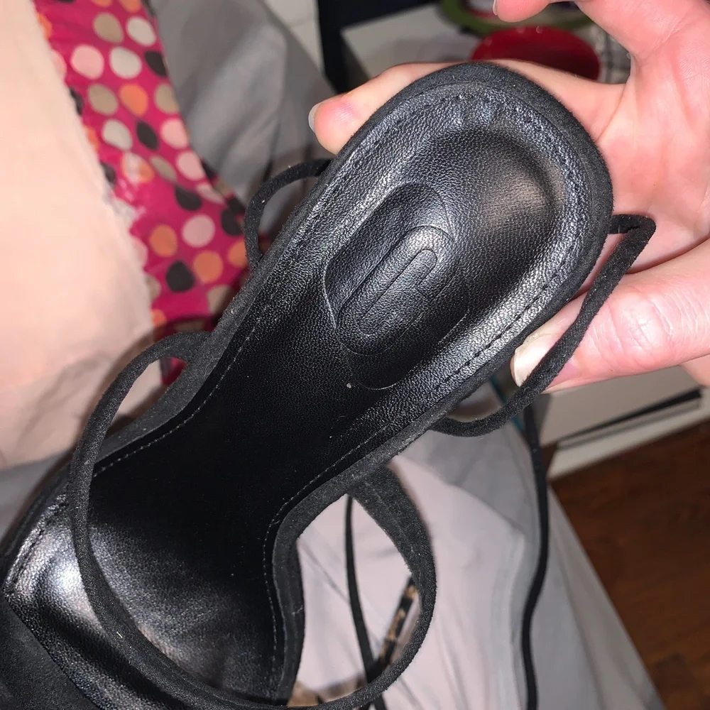 Vintage Black Suede 90s Platform Heels - Picture 3 of 3